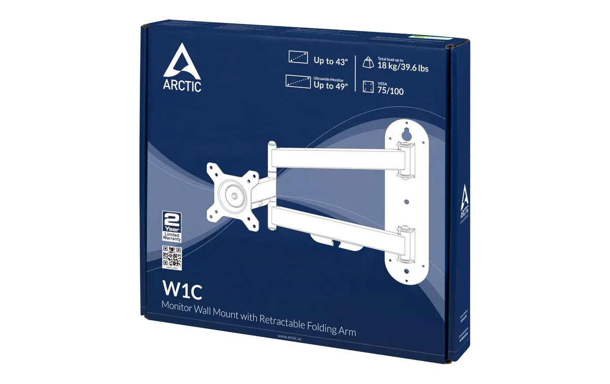 Arctic Cooling Wandhalter W1C bis 18 kg – Schwarz