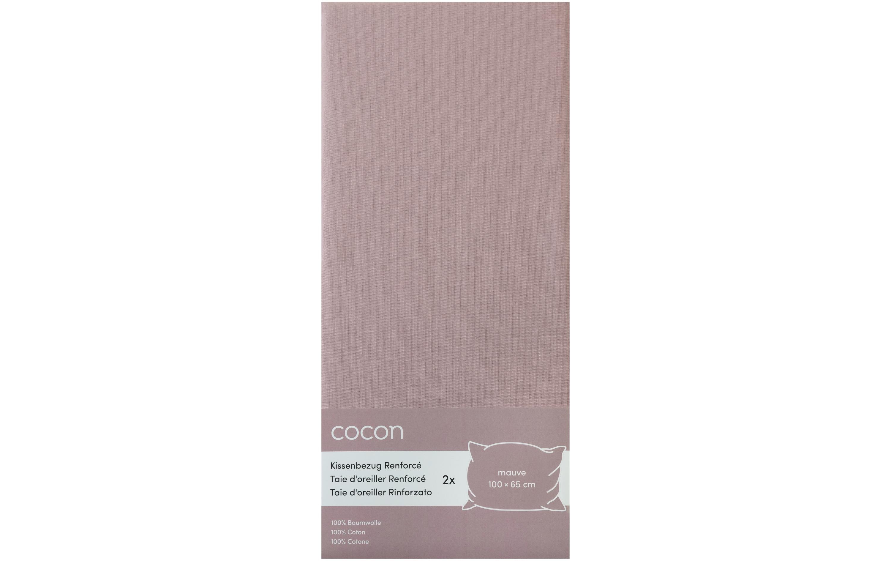 COCON Kissenbezug Renforcé 100 x 65 cm, Mauve, 2 Stk.