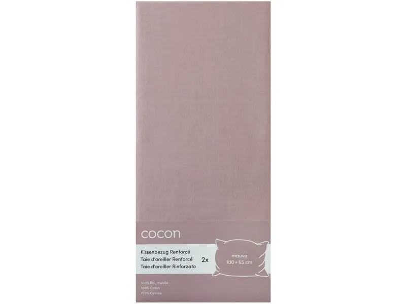 COCON Kopfkissenbezug Renforcé 65 x 100 cm, Mauve, 2 Stück
