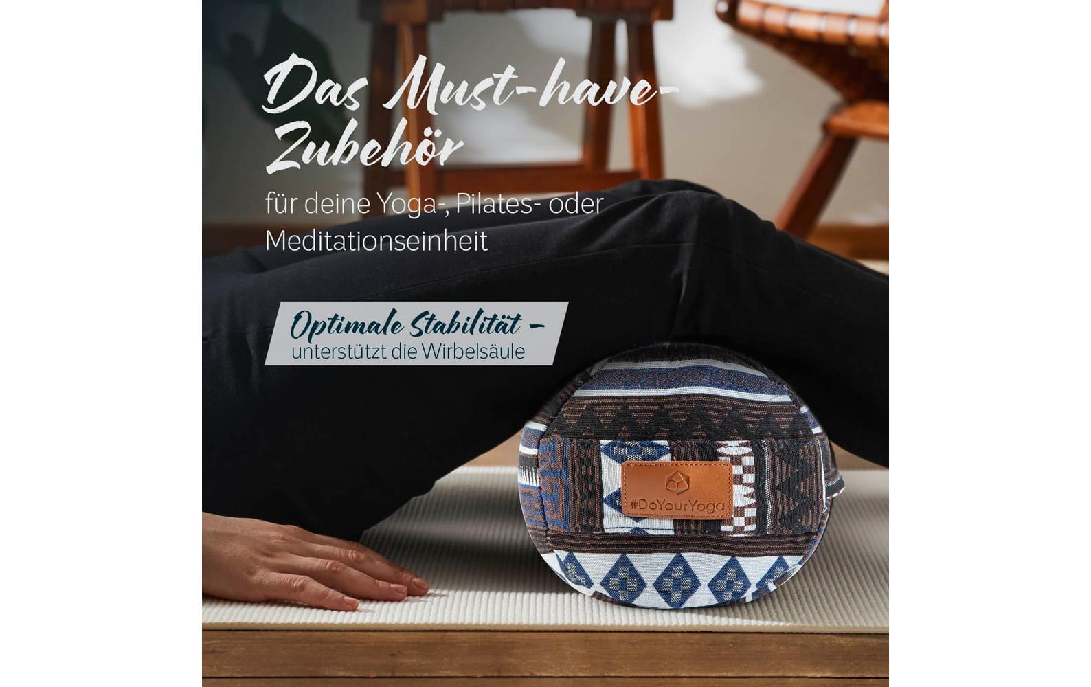 DoYourYoga Yoga-Bolster Tarik, Dinkelspelz, Mehrfarbig/Braun