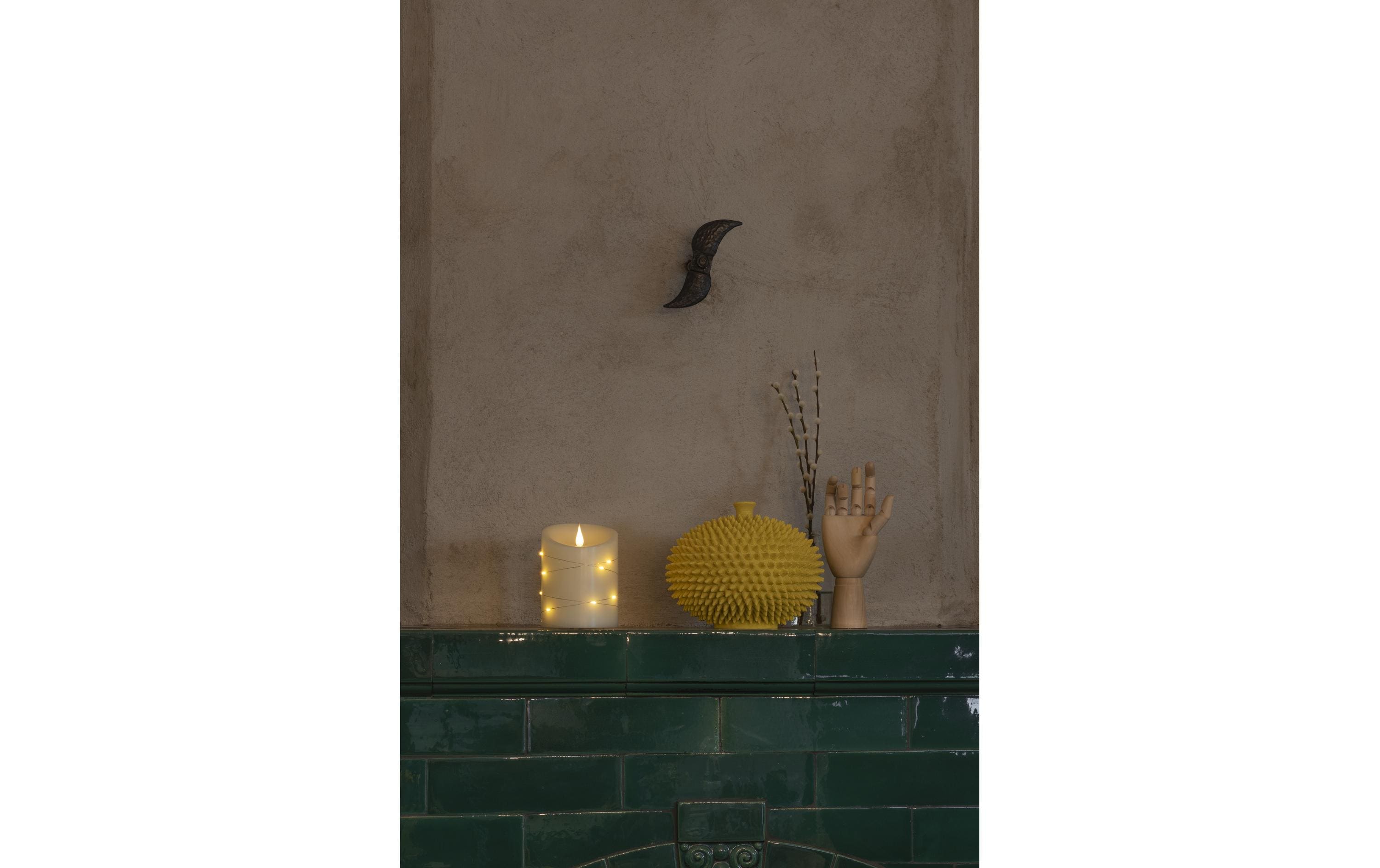 Konstsmide Echtwachskerze, 10 cm x 14 cm, Cremeweiss