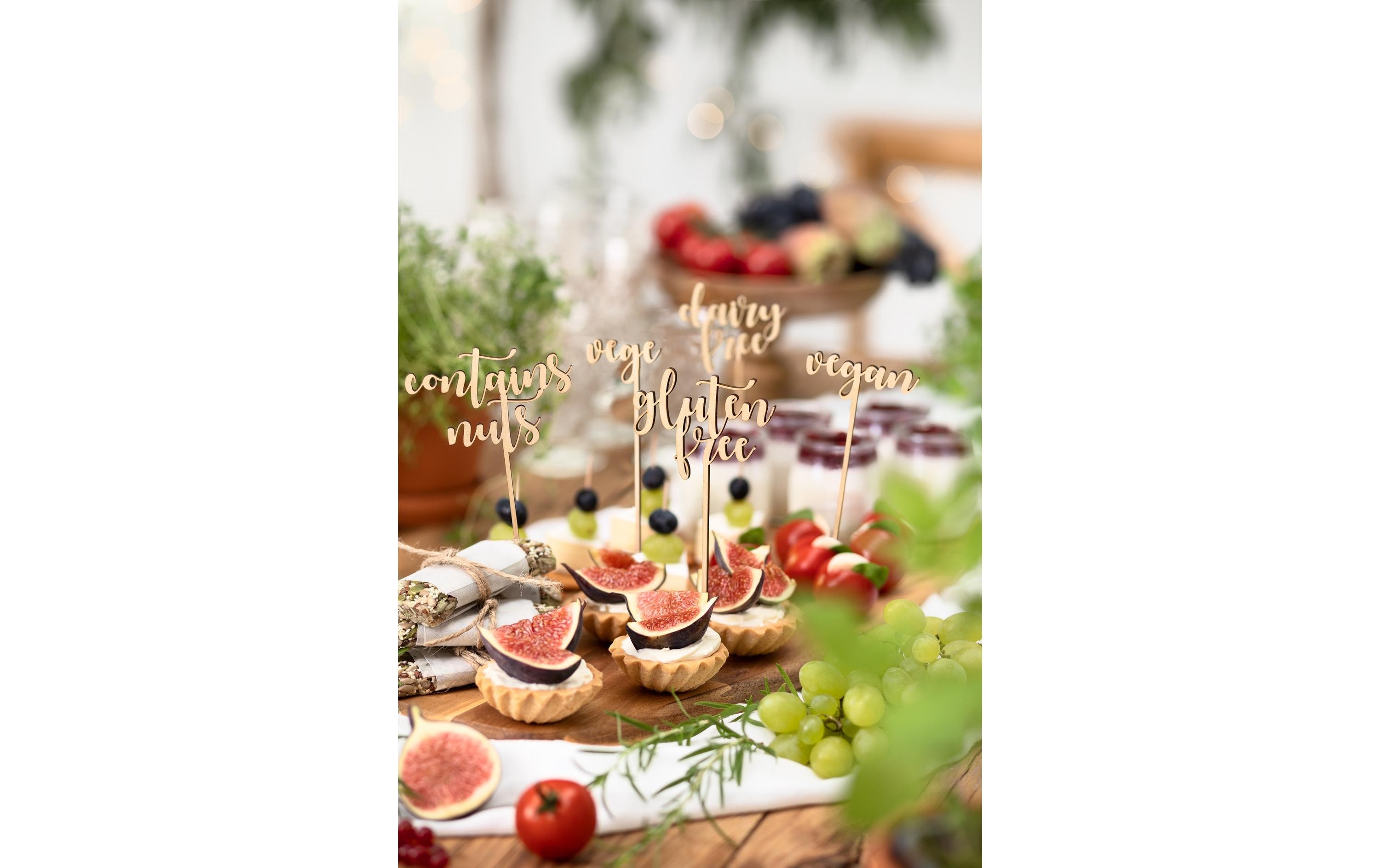 Partydeco Kuchen-Topper Unverträglichkeiten, 5 Stück, Gold