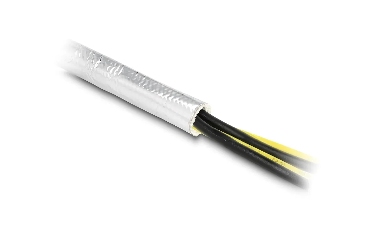 Delock Kabelschlauch aus Glasfasergeflecht / Alu 2 m x 20 mm Silber Delock Kabelschlauch aus Glasfasergeflecht / Alu 2 m x 20 mm Silber