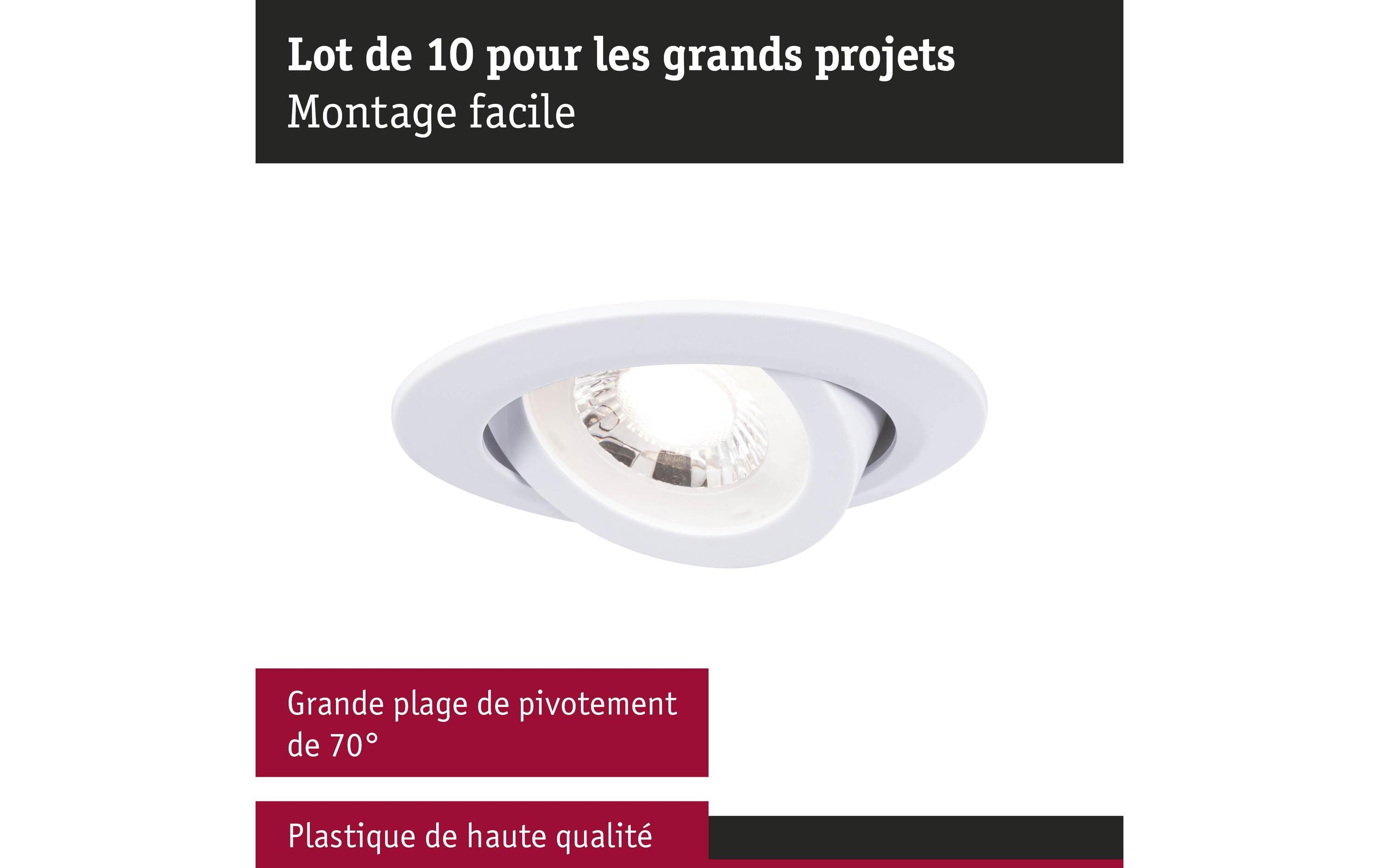 Paulmann Einbauleuchte 10er-Set, Schwenkbar, Weiss