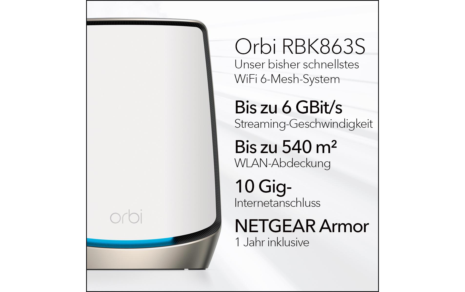 Netgear Orbi Tri-Band WiFi 6 Mesh System RBK863S-100EUS 3er Set