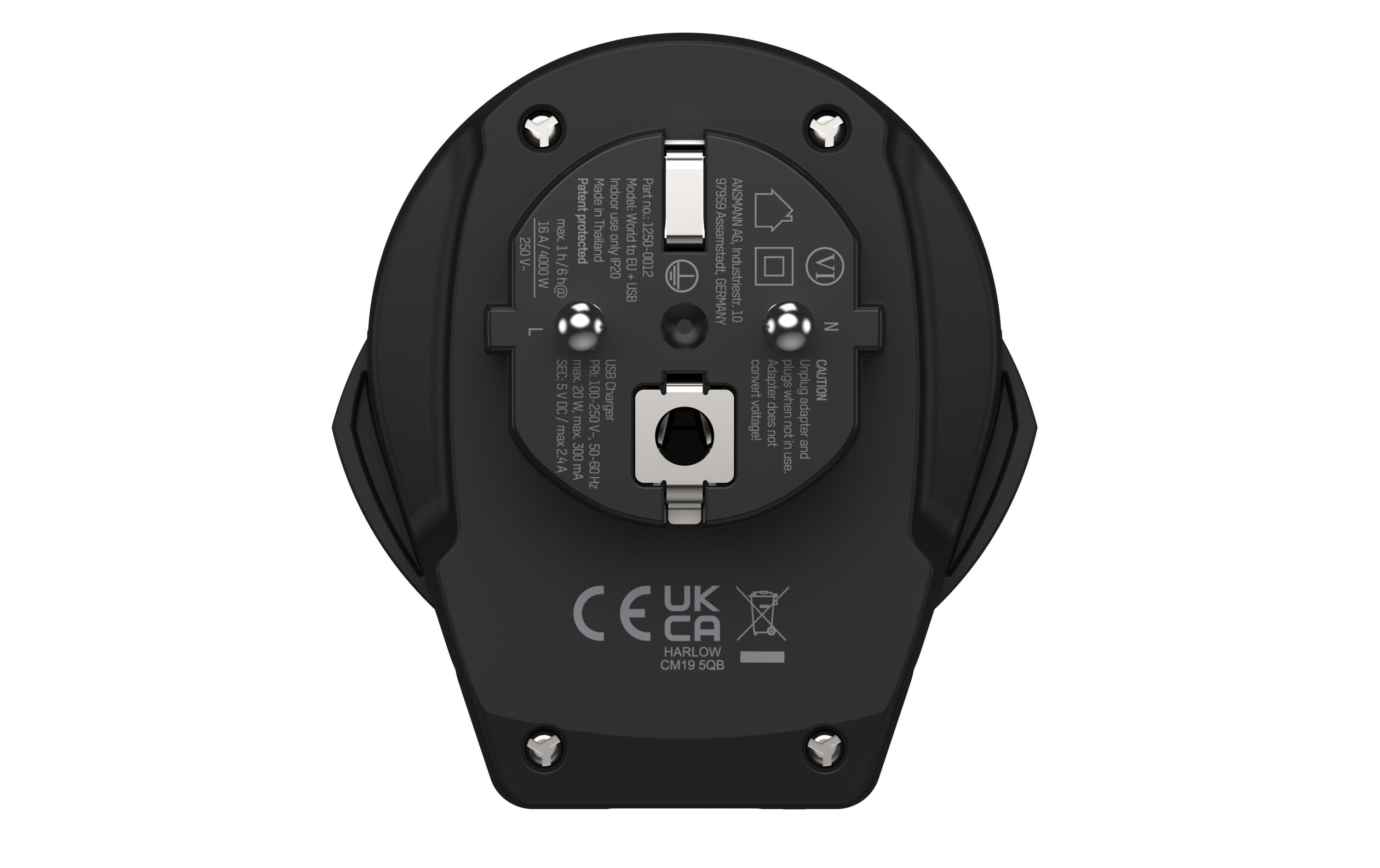Ansmann Reiseadapter World to EU + USB