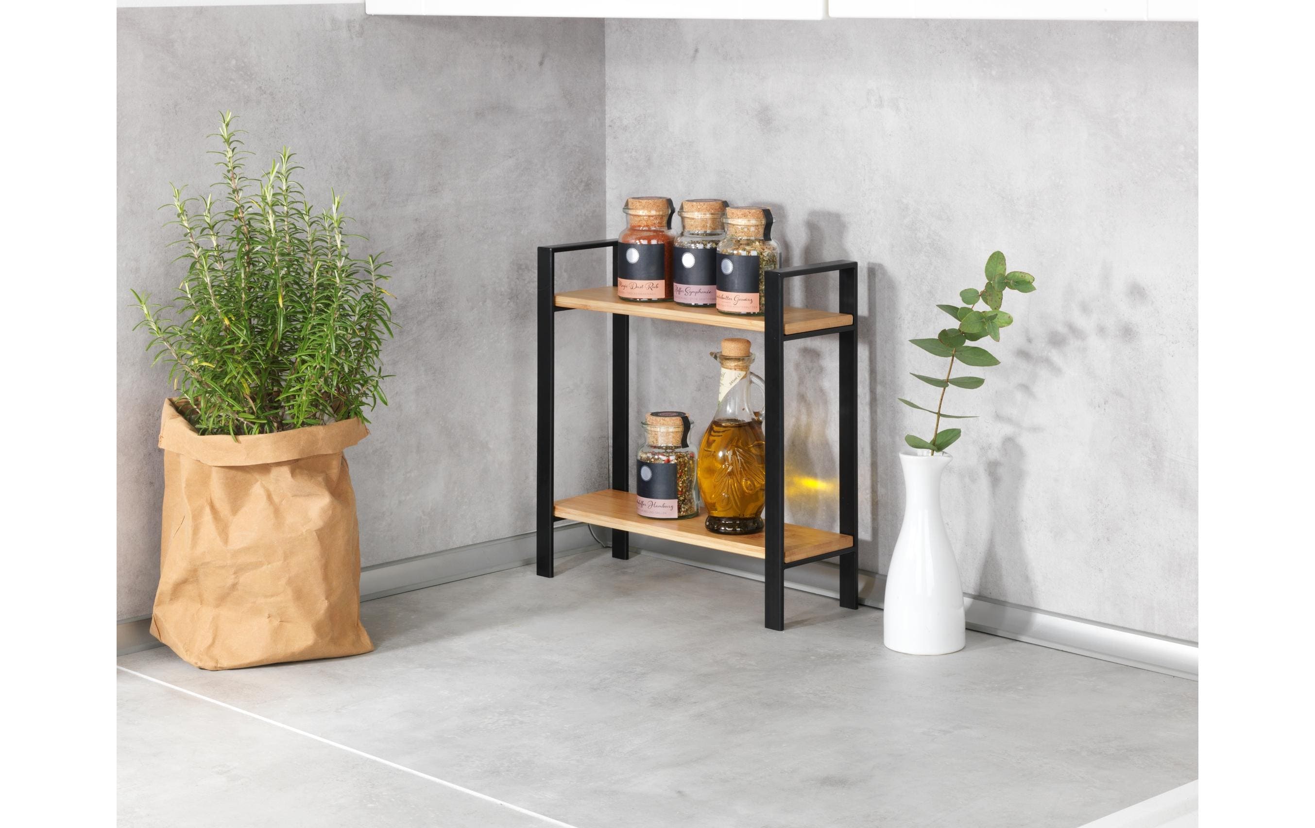 Wenko Küchenregal Lou 32 x 33 cm, Braun/Schwarz