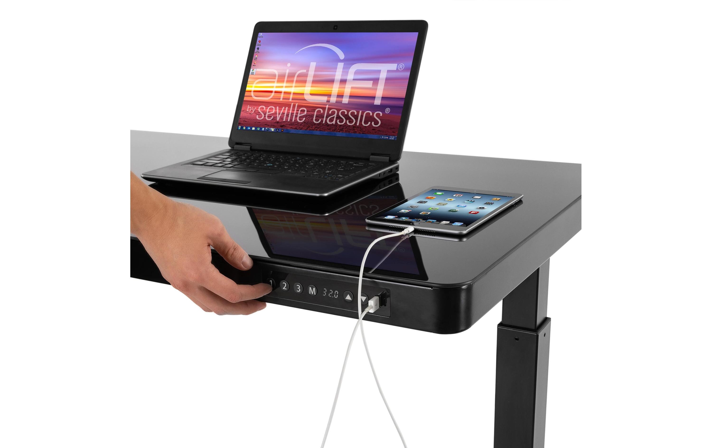 seville classics Stehtisch Airlift 1.2 x 0.6 m, Schwarz