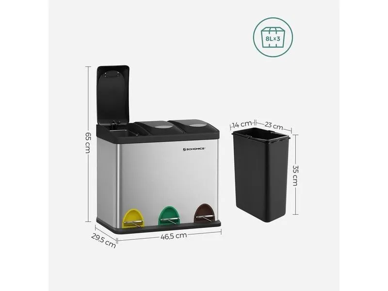 Songmics Abfalleimer 24 l, Silber Songmics Abfalleimer 24 l, Silber