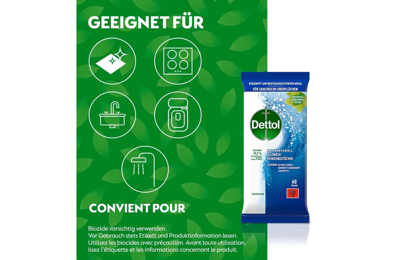 Dettol Allzweck-Reinigungstücher Ozeanfrische 60 Stück Dettol Allzweck-Reinigungstücher Ozeanfrische 60 Stück
