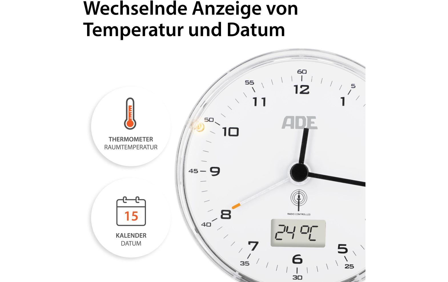 ADE Funkwecker 8.1 x 4 cm, Weiss