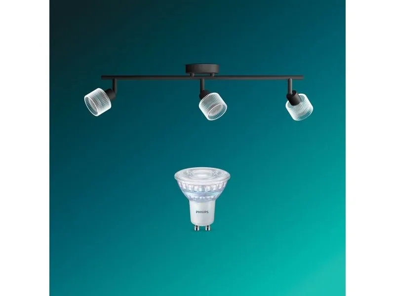 Philips Horen Aufbauspot 3x Balken ohne Leuchtmittel GU10, schwarz