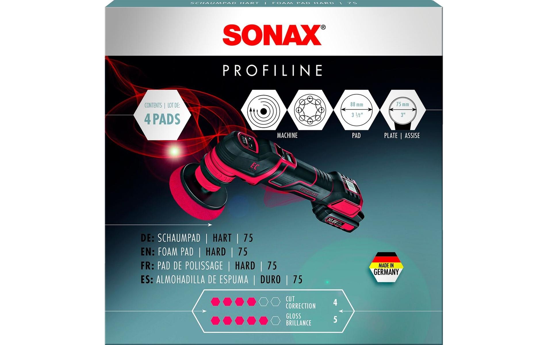 Sonax PROFILINE Polierpad, hart, Ø 90 mm, 4 Stück