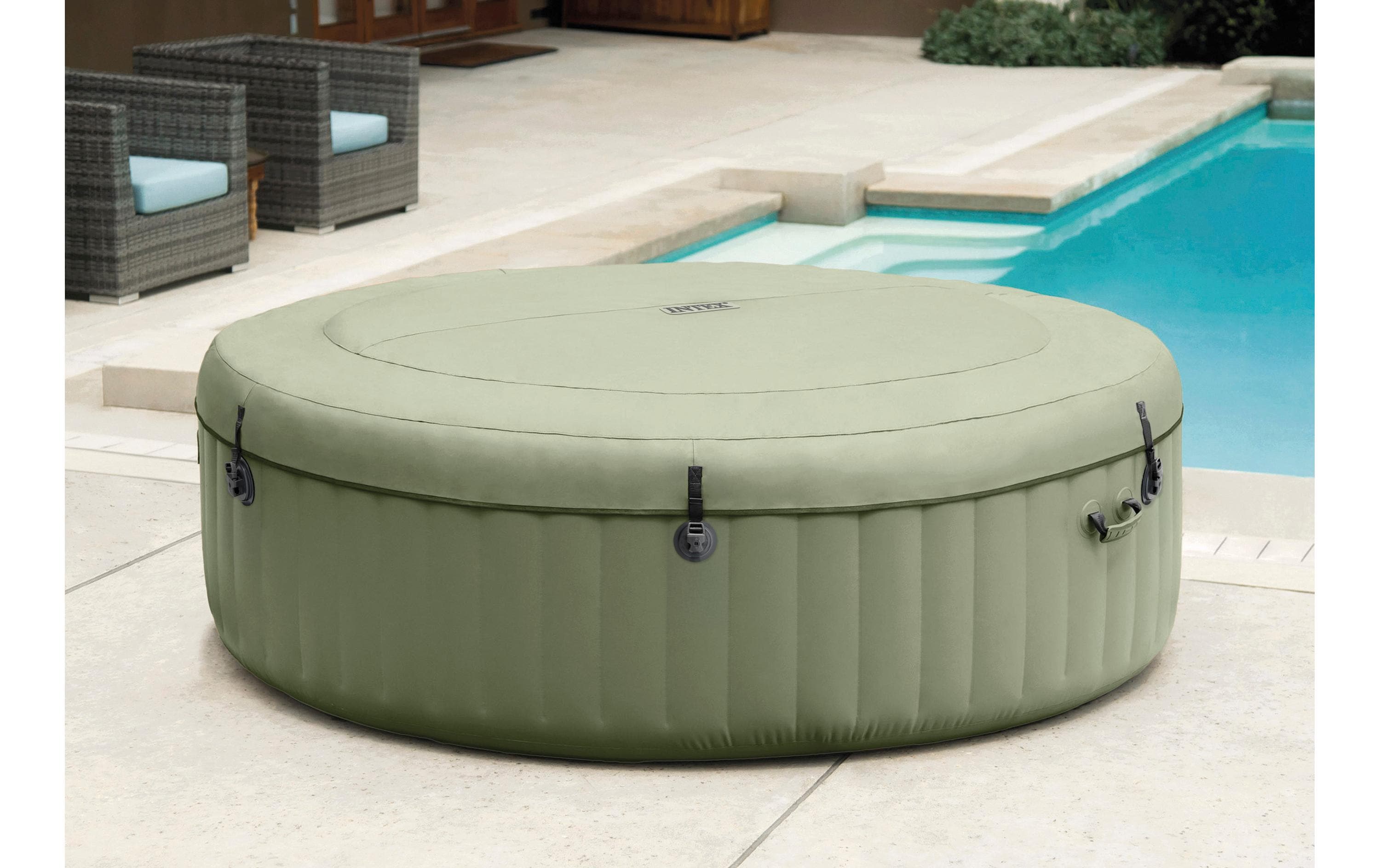 Intex 6-Personen Olive Grün Round Bubble Spa Set Ø 216