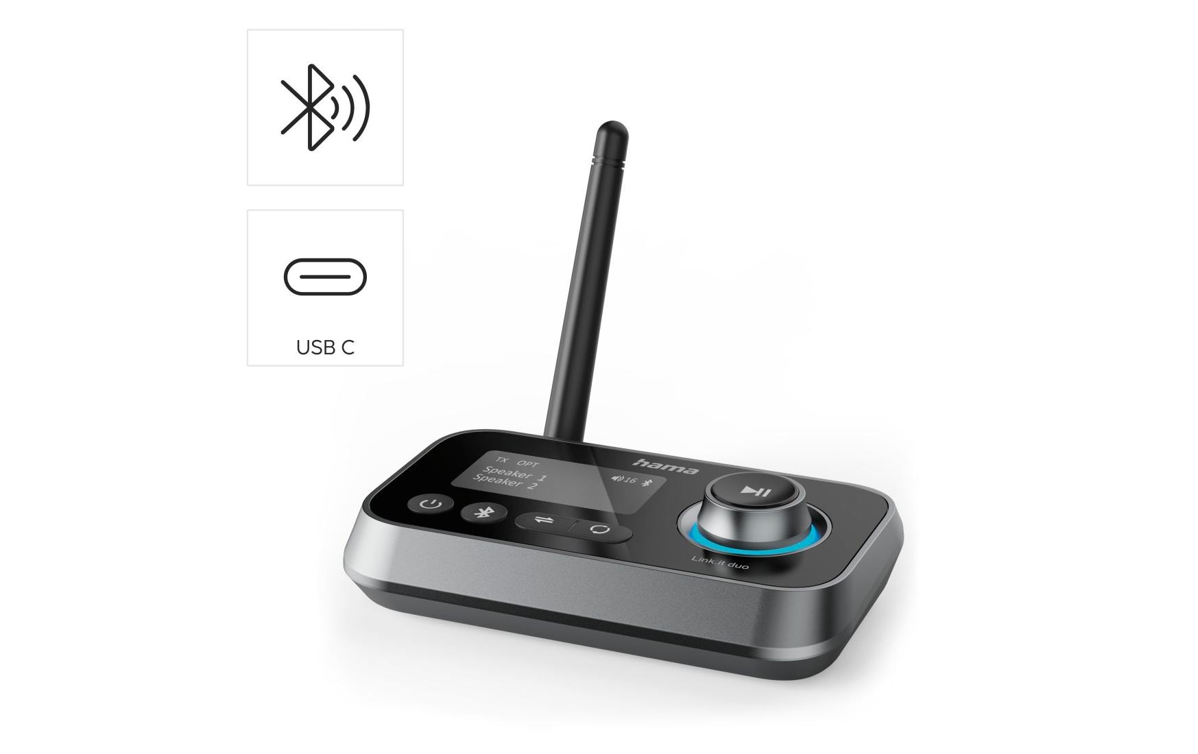 Hama Link.it duo Bluetooth-Sender und -Empfänger, Schwarz