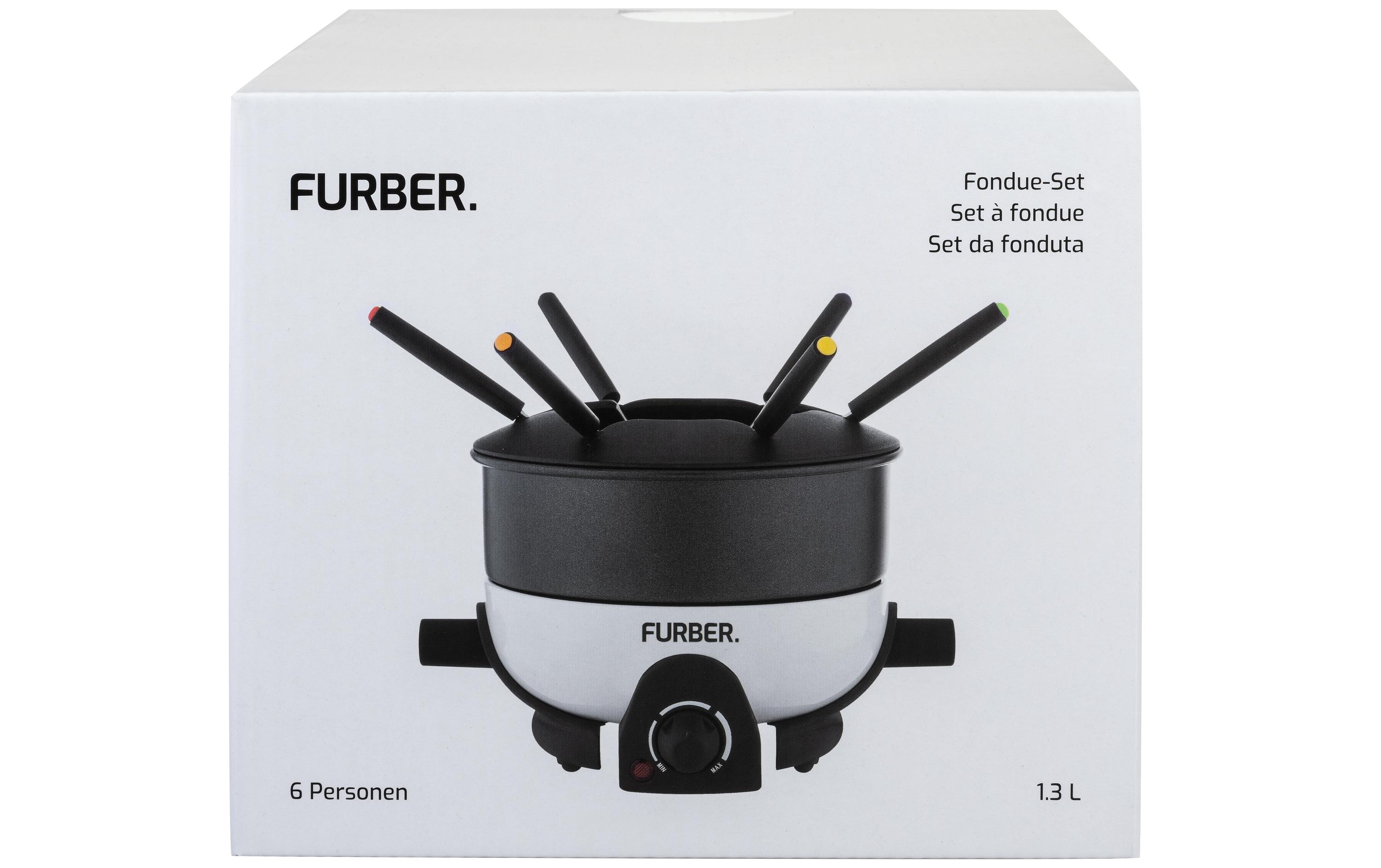 FURBER Fondue-Set Alpy 9 Teile, Schwarz/Weiss