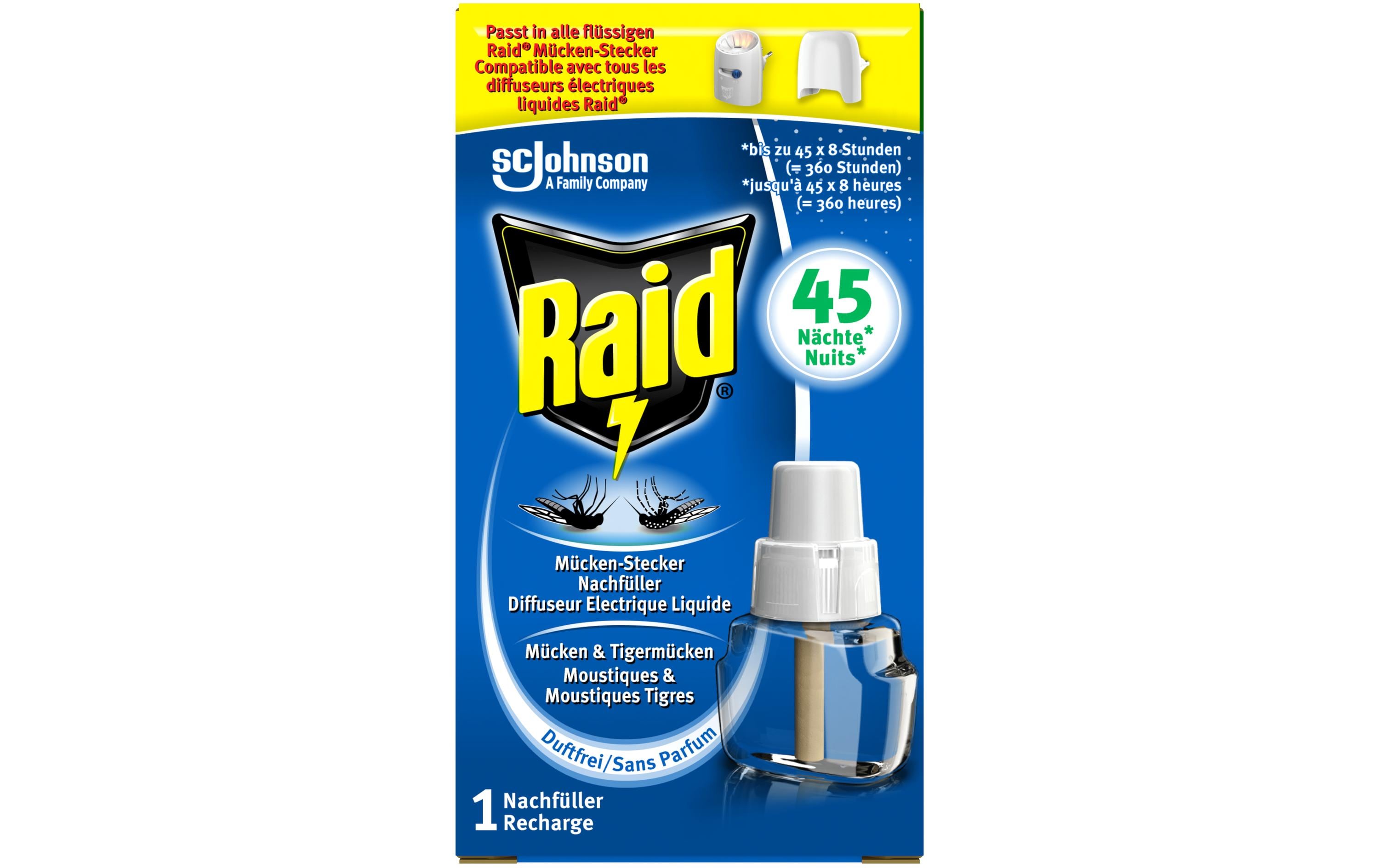 Raid Mückenstecker 45 Nächte Nachfüller, 27 ml Raid Mückenstecker 45 Nächte Nachfüller, 27 ml