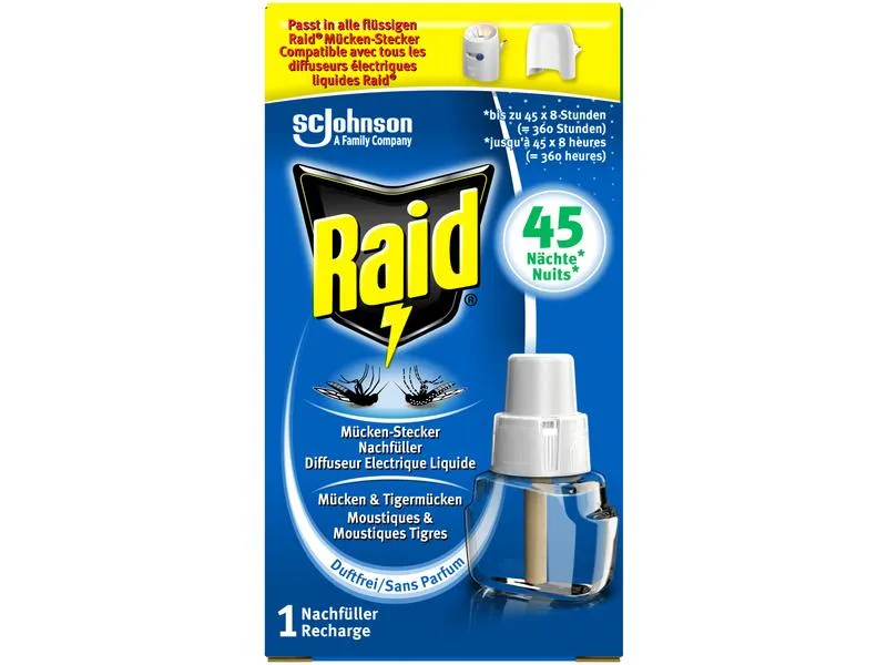 Raid Mückenstecker 45 Nächte Nachfüller, 27 ml Raid Mückenstecker 45 Nächte Nachfüller, 27 ml