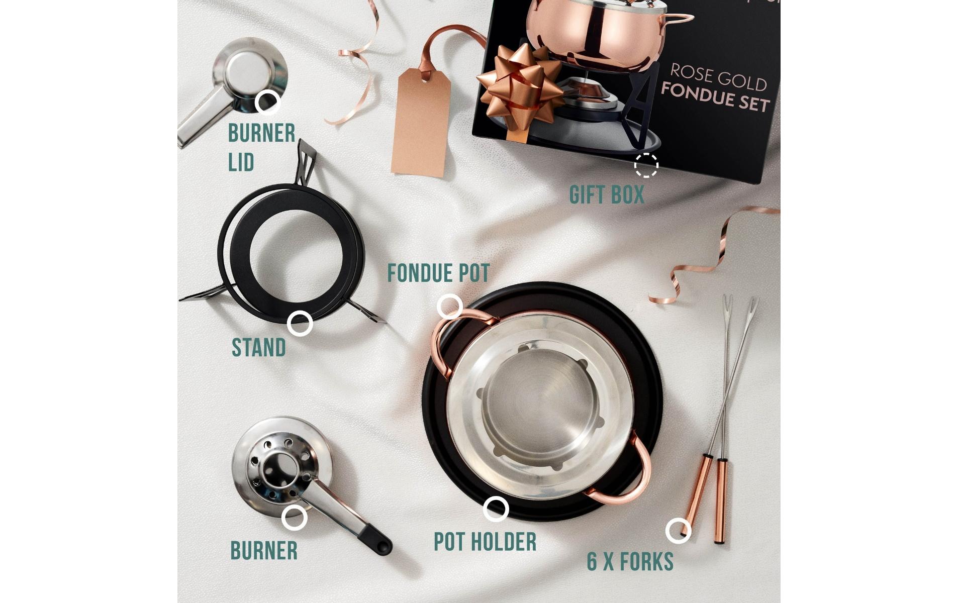 Oak & Steel Schokoladenfondue-Set 11 Teile, Rosegold