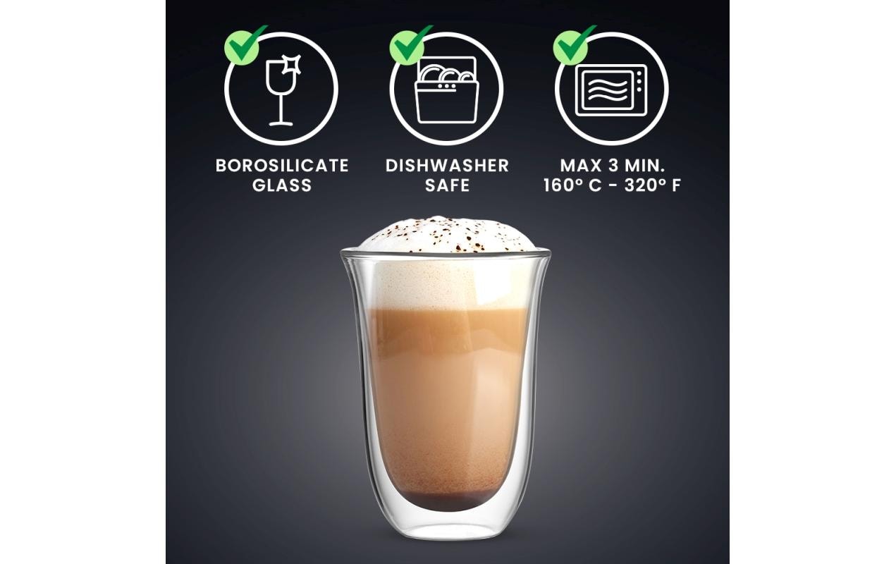 Bialetti Latte Macchiato Becher Firenze 300 ml, 2 Stück, Transparent