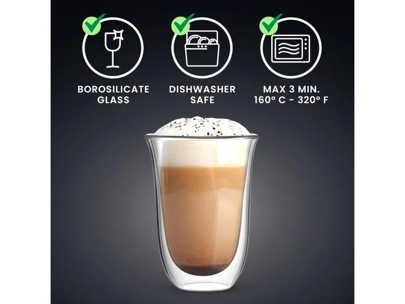 Bialetti Latte Macchiato Becher Firenze 300 ml, 2 Stück, Transparent