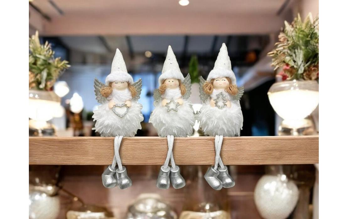 Dameco Weihnachtsfigur Engel 3-er Set, Weiss
