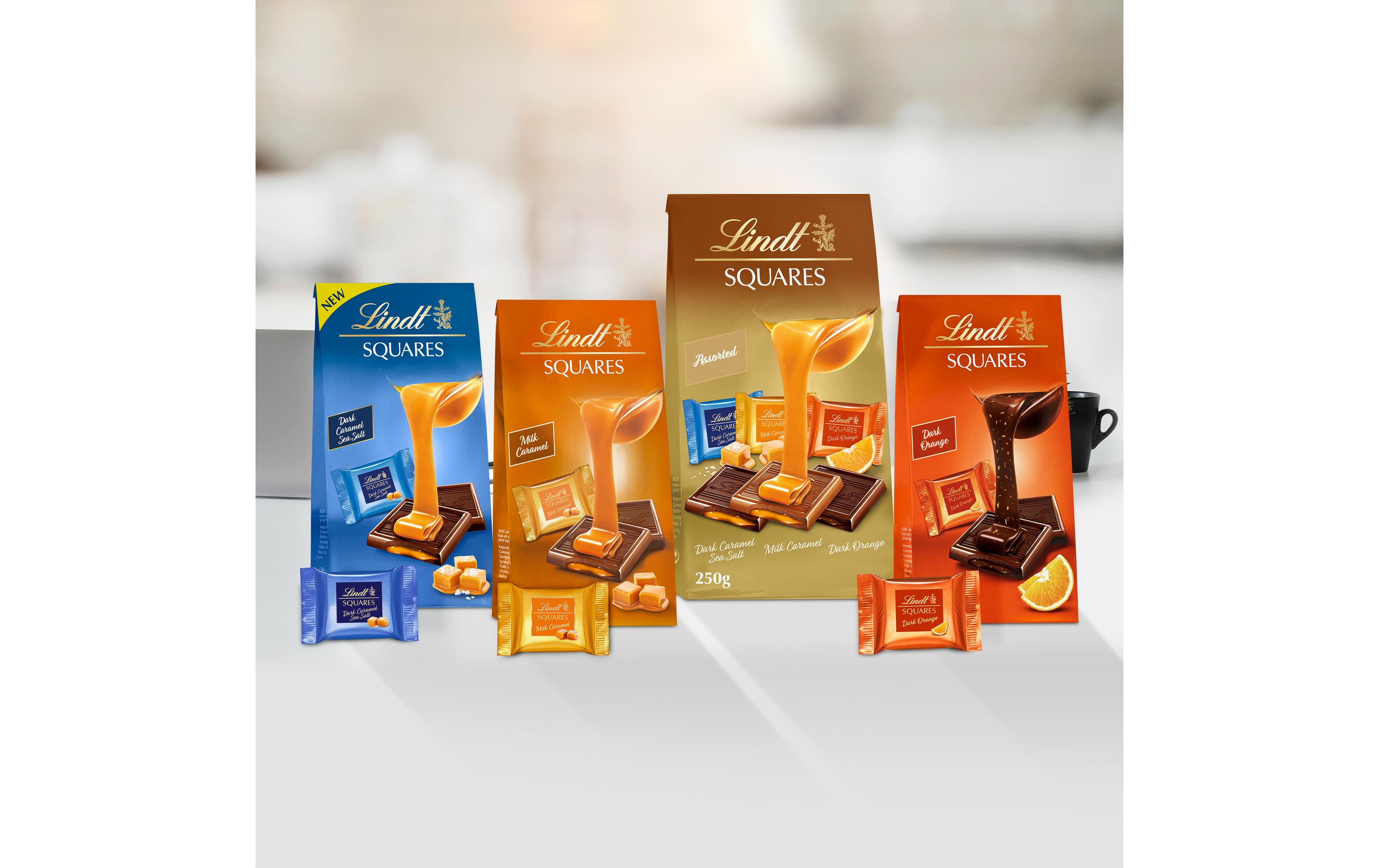 Lindt Schokoladen-Pralinen Squares Dark Orange 138 g