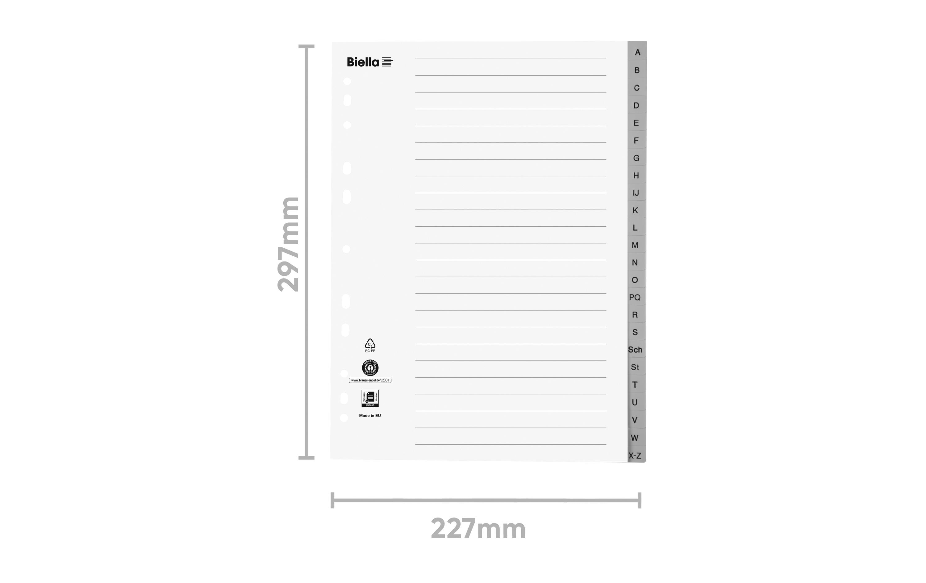 Biella Register A4 A-Z