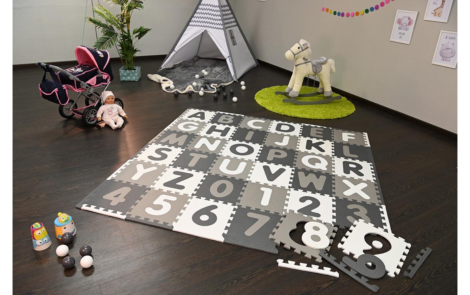 Knorrtoys Puzzlematte Alphabet + Zahlen grau-weiss