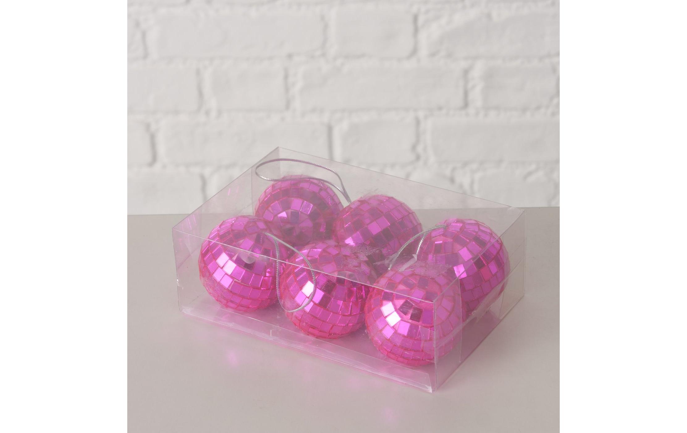 Boltze Weihnachtsschmuck Disco 6-teilig, 5 x 5 cm, Pink