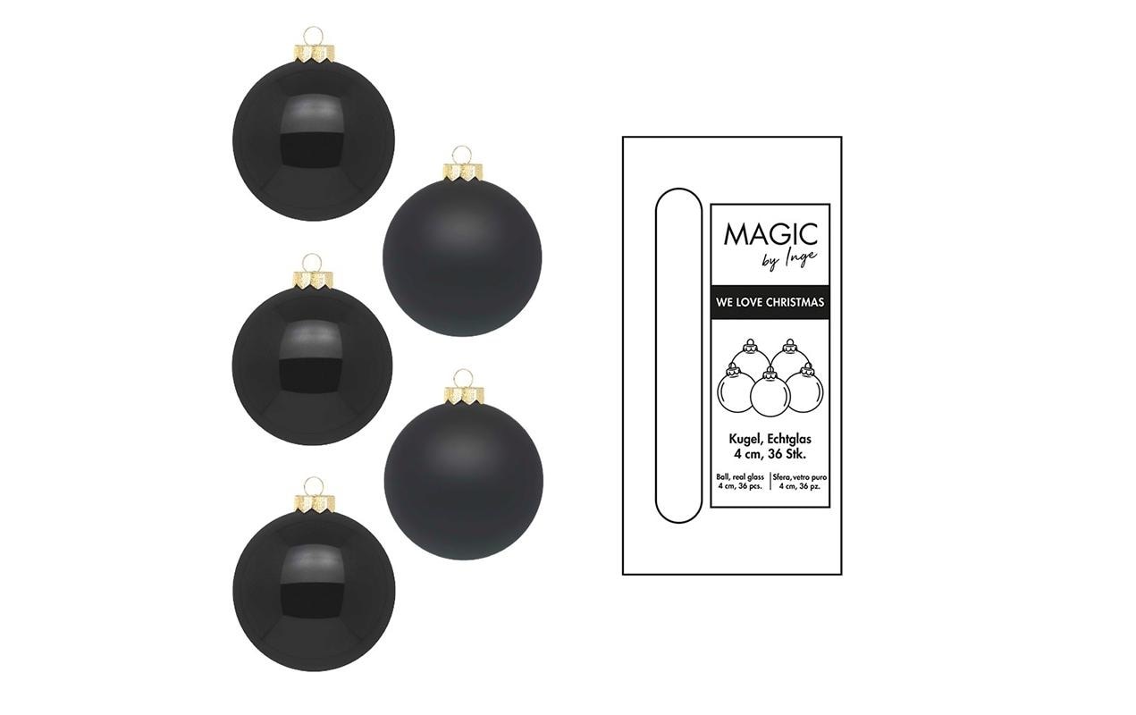 INGES CHRISTMAS DECOR Weihnachtskugel Ebony Black Ø 4 cm 36 Stück