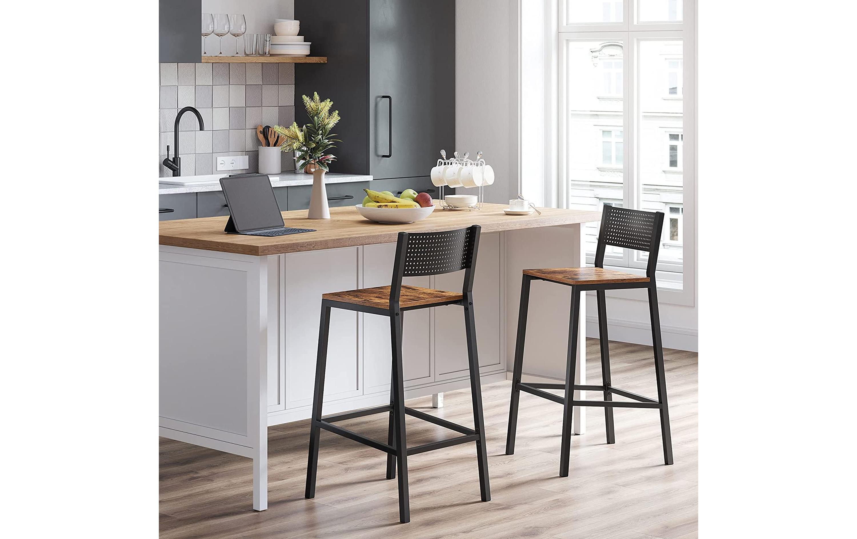 VASAGLE Barhocker 2 Stück 43.1 x 97.2 cm, Schwarz/Braun