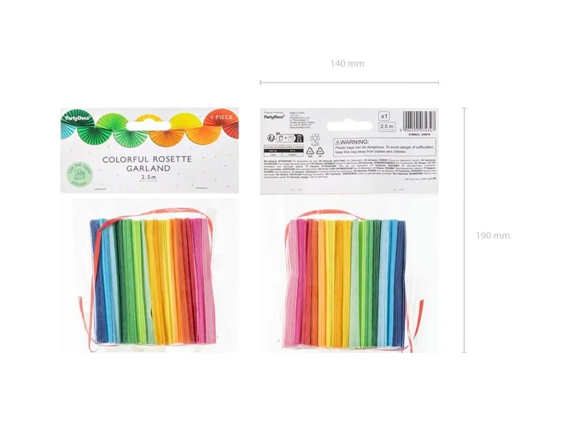 Partydeco Girlande Regenbogen 2.5 m, Mehrfarbig