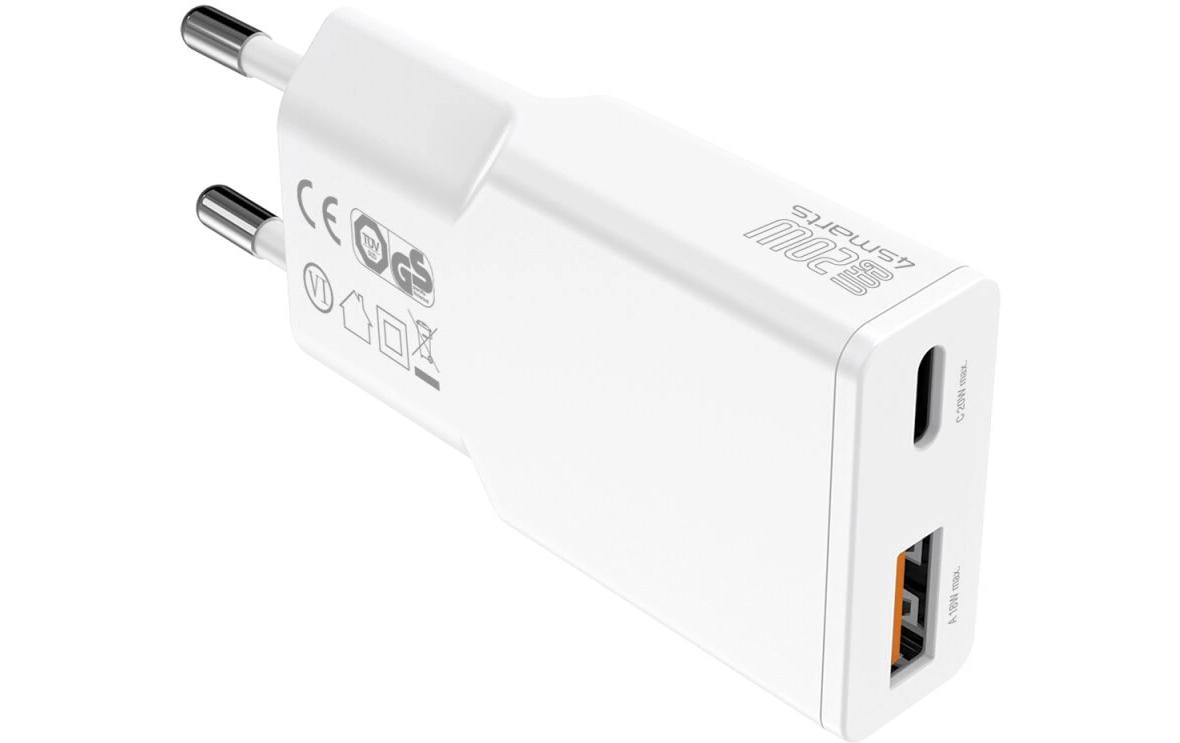 4smarts Netzladegerät PDPlug Slim Duos GaN 1C+1A , weiss