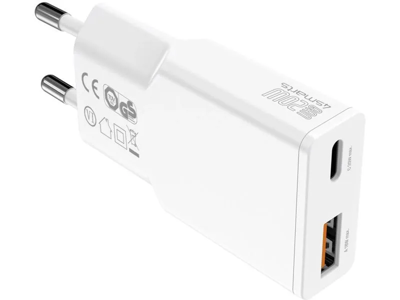 4smarts Netzladegerät PDPlug Slim Duos GaN 1C+1A , weiss