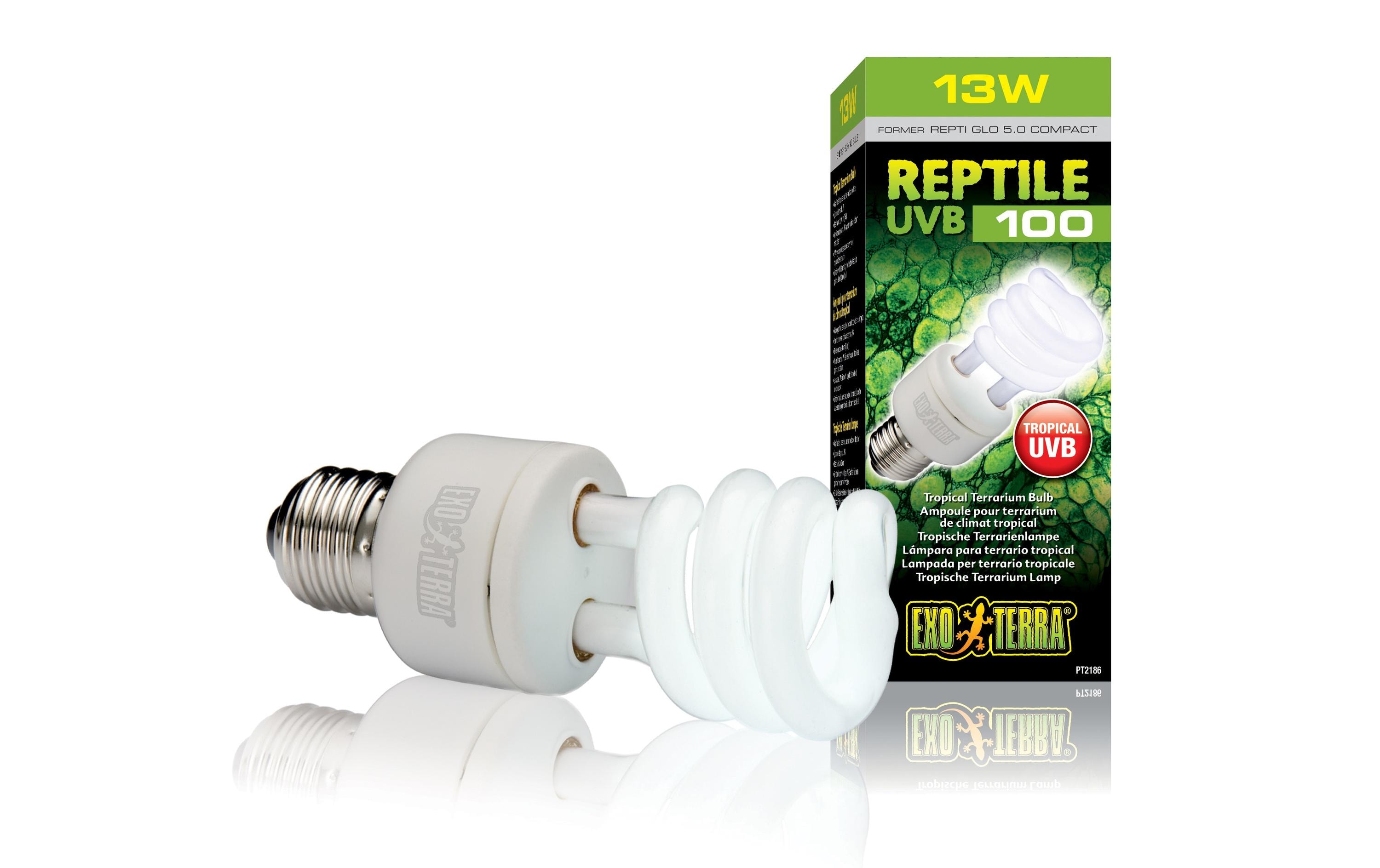 Exo Terra Terrarienlampe Reptile UVB100 E27, 13W, 15.4 cm Exo Terra Terrarienlampe Reptile UVB100 E27, 13W, 15.4 cm