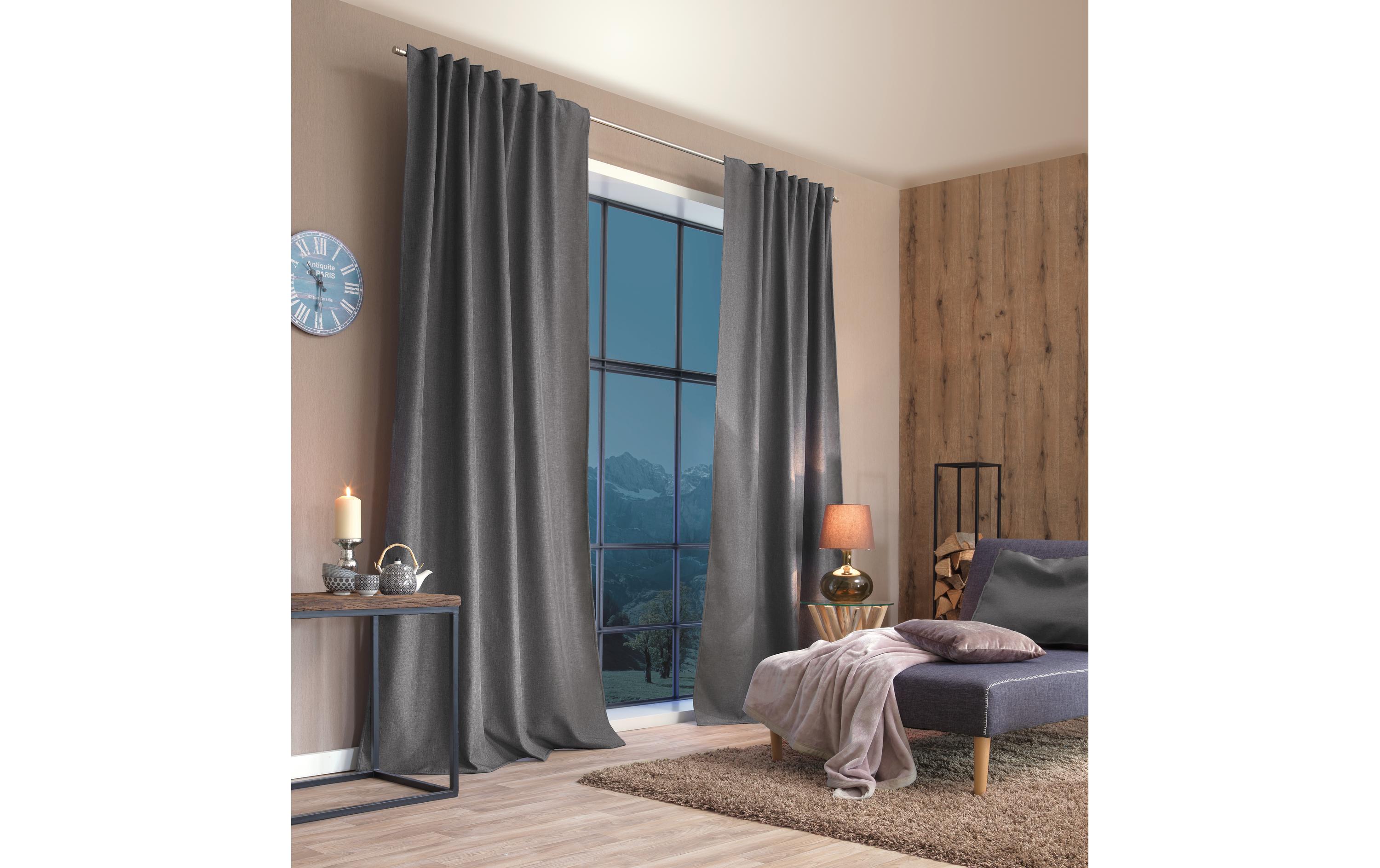 Stotz Decor AG Nachtvorhang mit Faltenband Samedan 135 cm x 225 cm, Grau