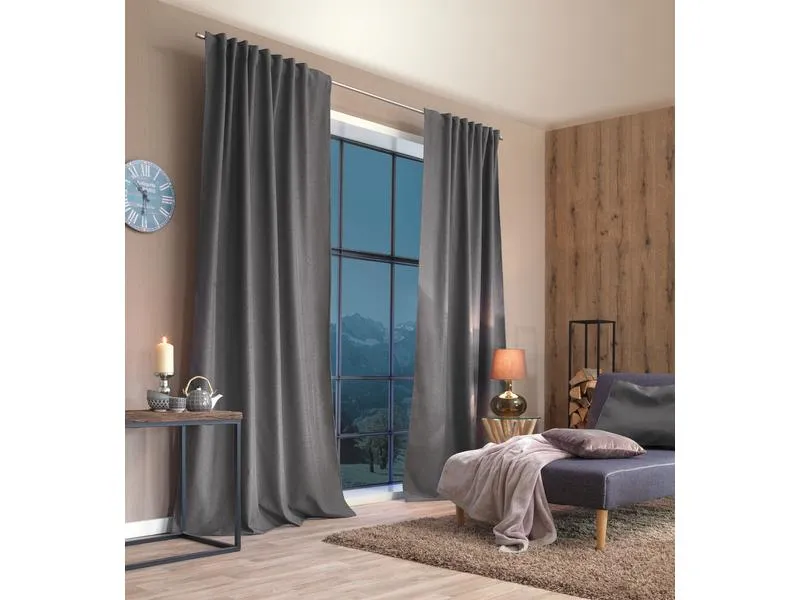 Stotz Decor AG Nachtvorhang mit Faltenband Samedan 135 cm x 145 cm, Grau Stotz Decor AG Nachtvorhang mit Faltenband Samedan 135 cm x 145 cm, Grau
