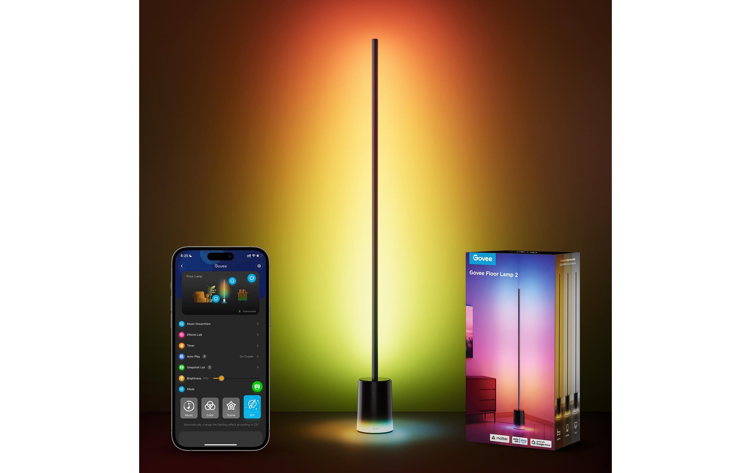 Govee Eck-Stehleuchte, Schwarz, Matter, RGBICWW, 1500 lm