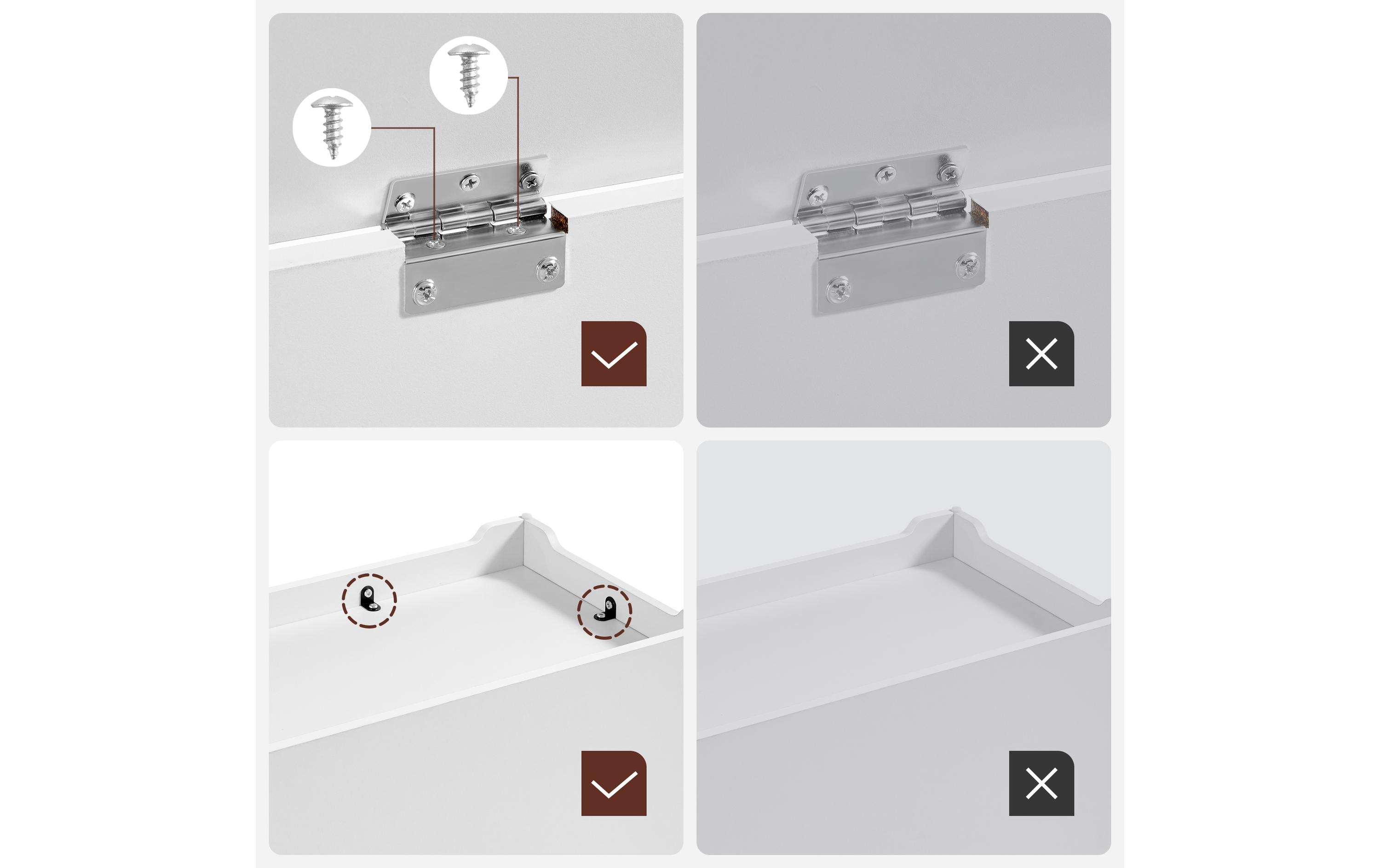 VASAGLE Sitztruhe im Landhausstil 100 x 40 x 46 cm, Weiss matt