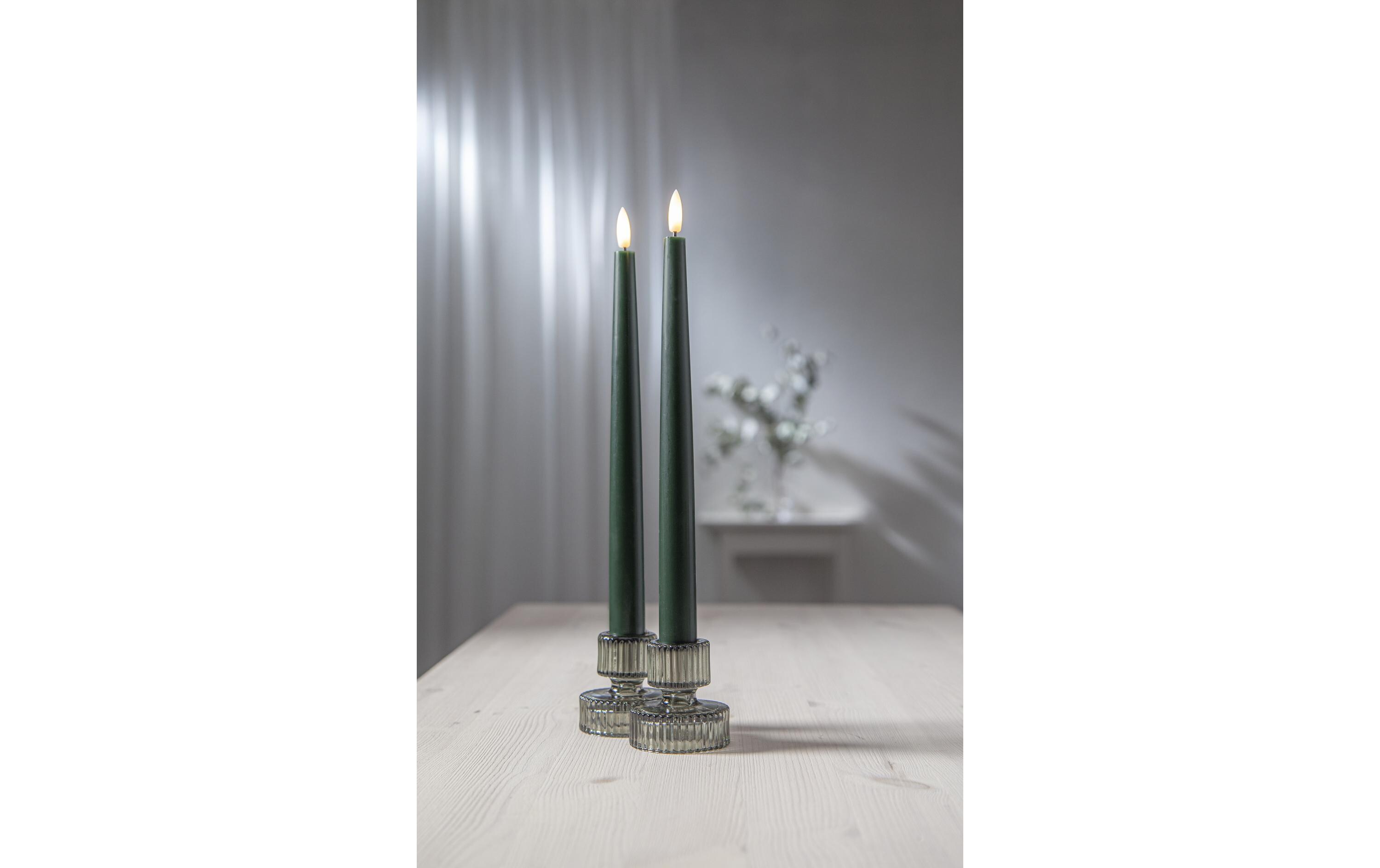 Star Trading LED-Stabkerzen Set Flamme Slim, 2 Stück, Grün