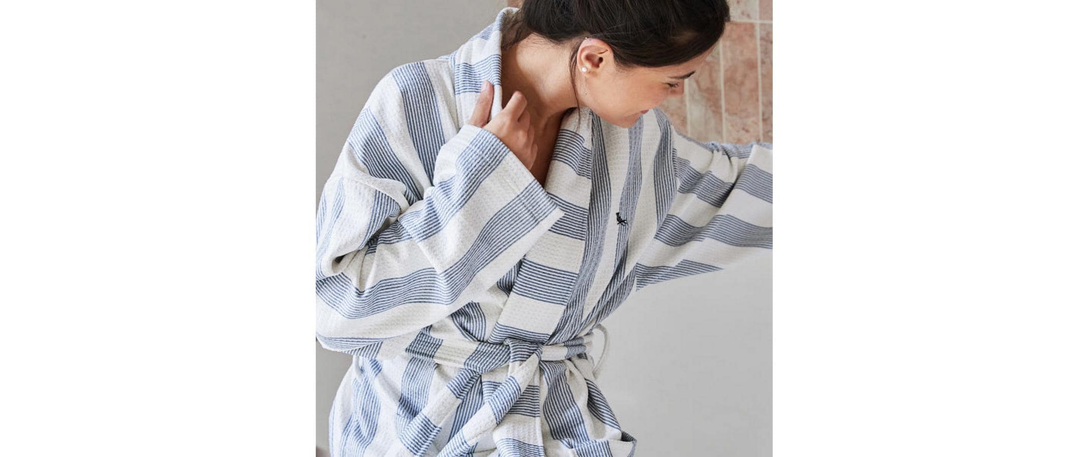 Dock & Bay Bademantel Waffle Storm Cloud Blau/Weiss