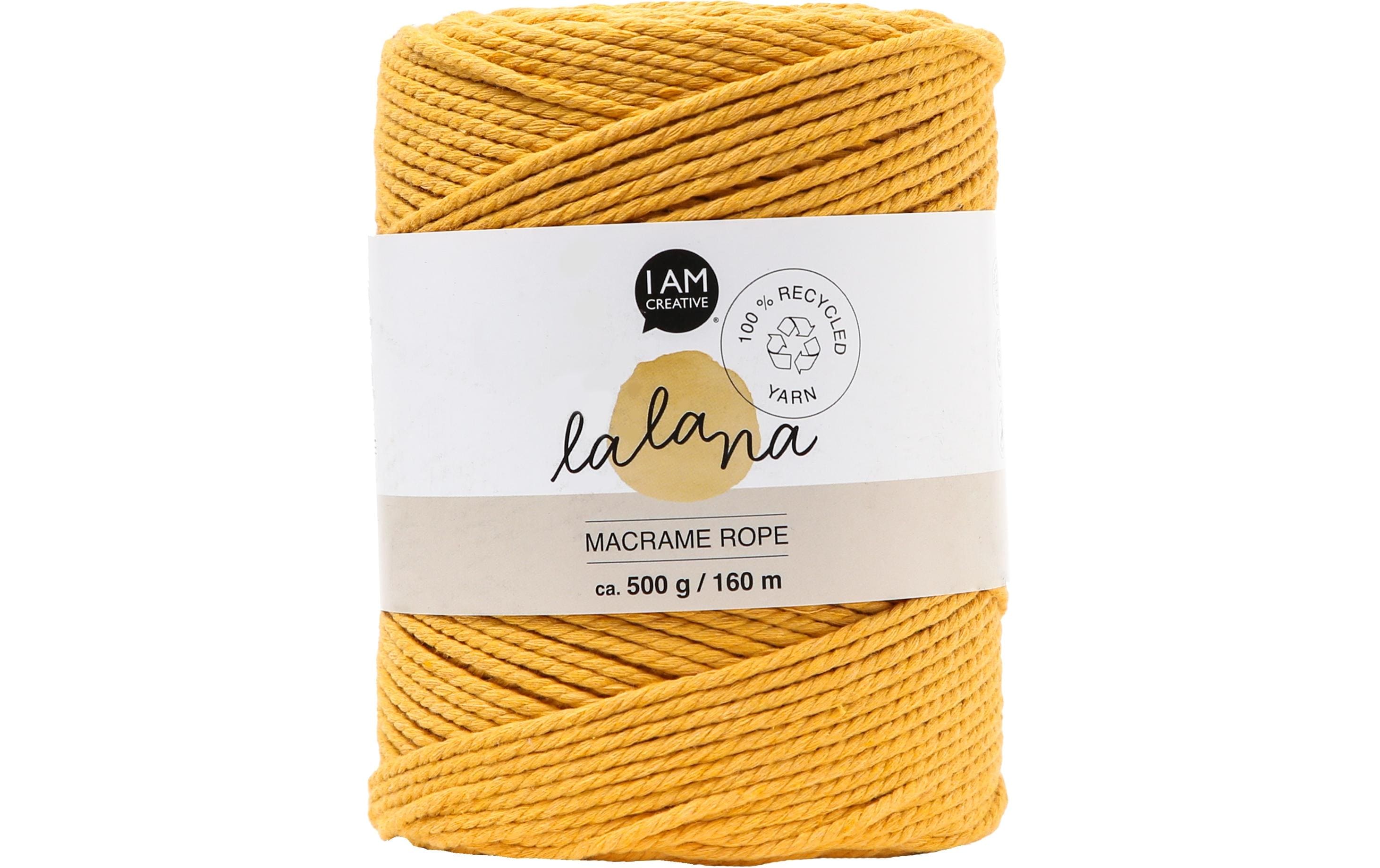 lalana Wolle Macrame rope 2 mm, 500g, Gelb