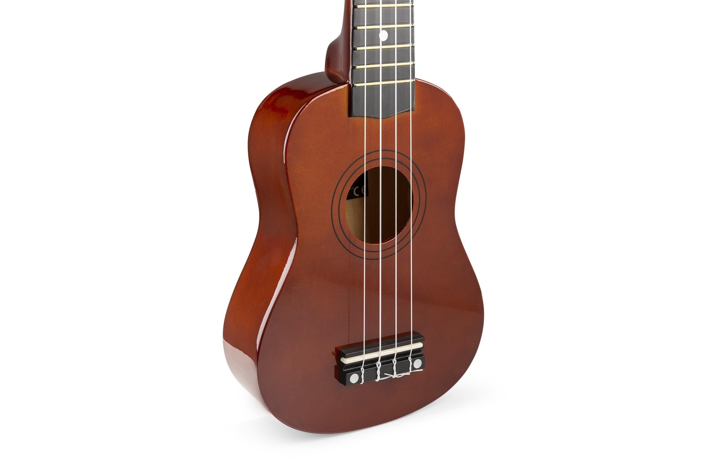 MAX Ukulele UKEY Set Soprano Dunkel Natur 21 Zoll