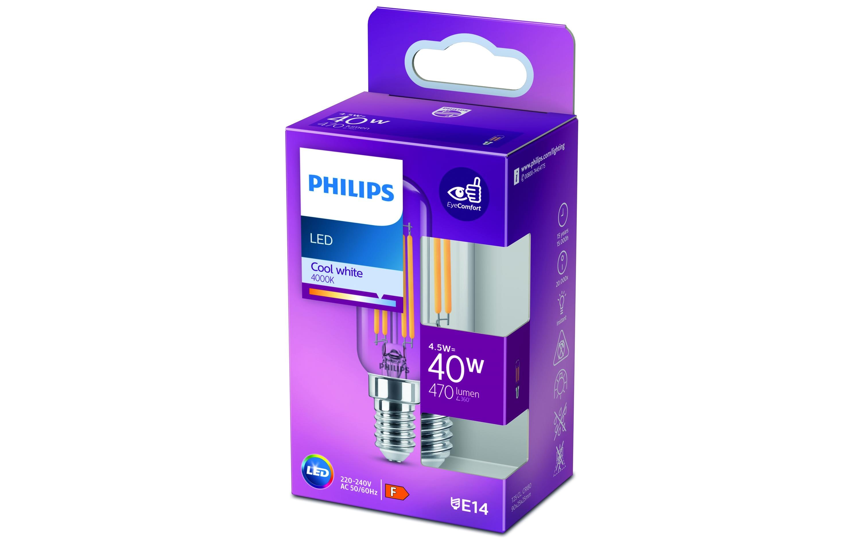 Philips LED T25L Stablampe, E14, Klar, Kaltweiss, nondim, 40W Ersatz