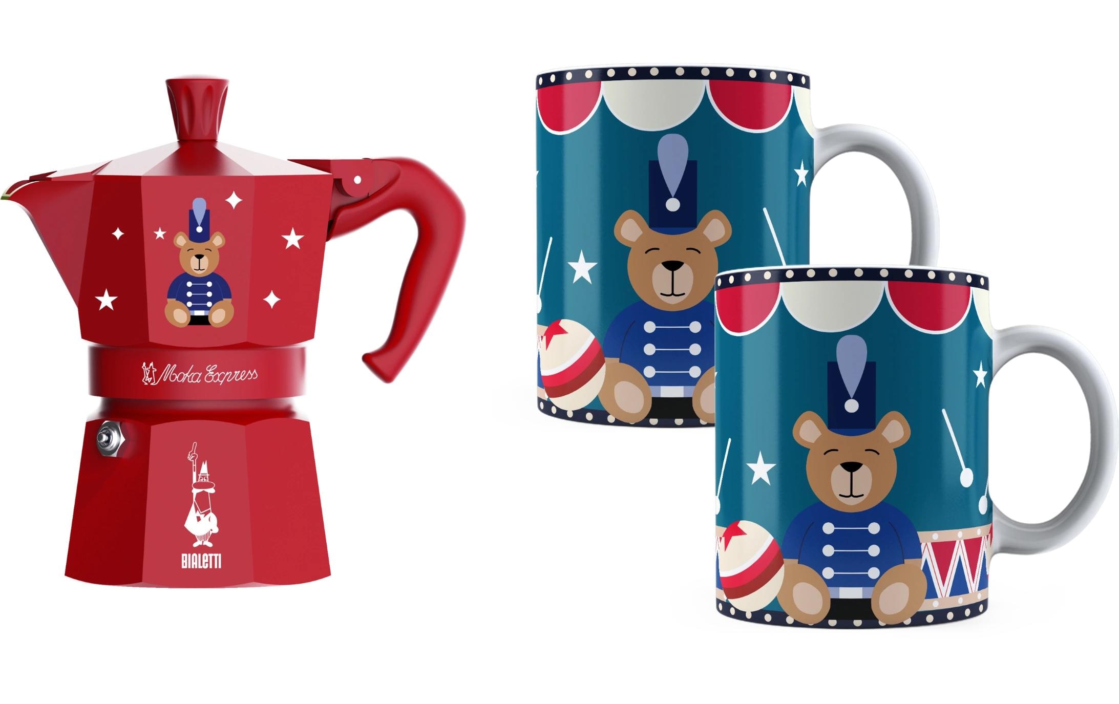 Bialetti Moka Express 6 Tassen, Rot/Blau