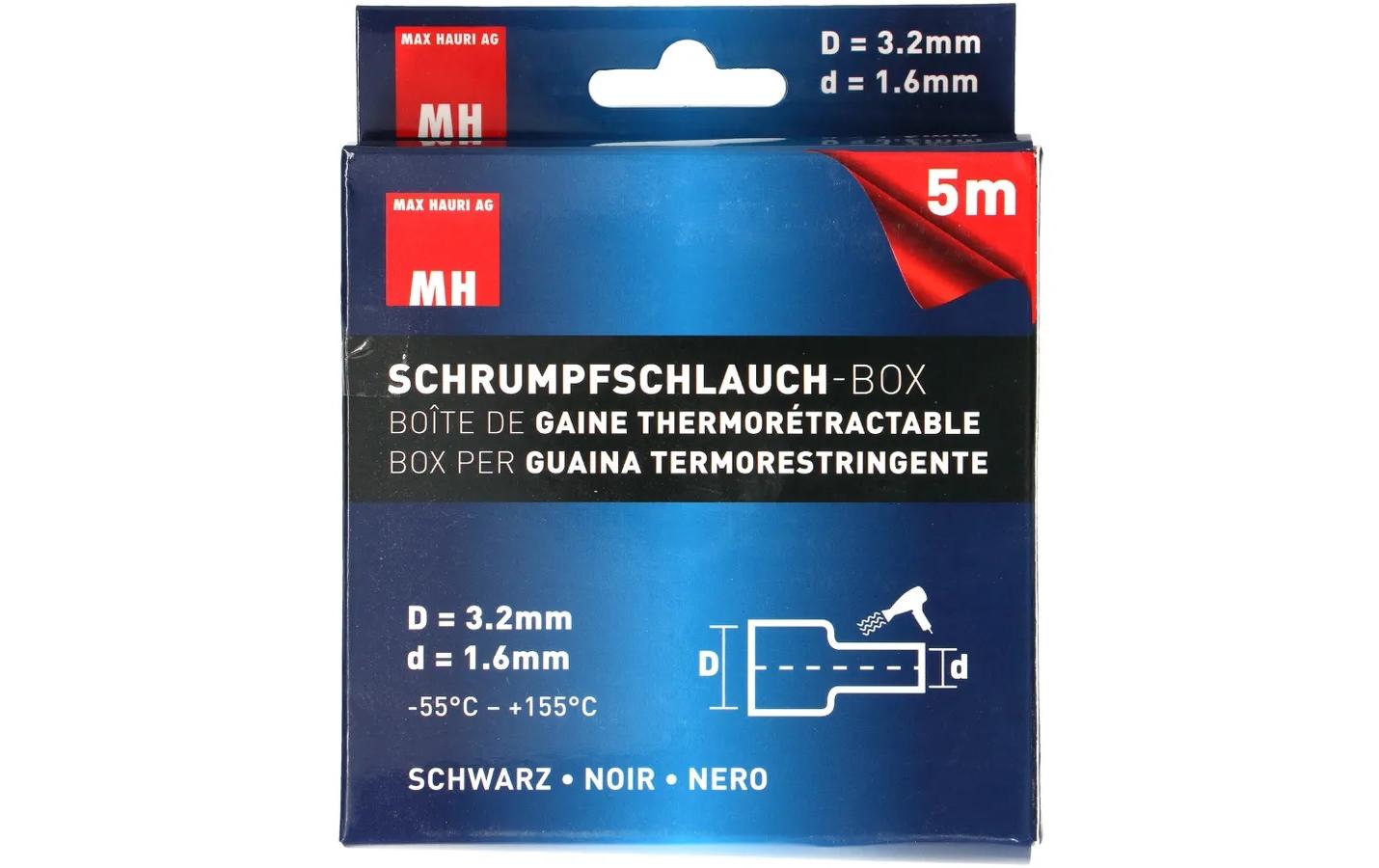 Max Hauri Schrumpfschlauch 5 m 3.2-1.6 mm Schwarz