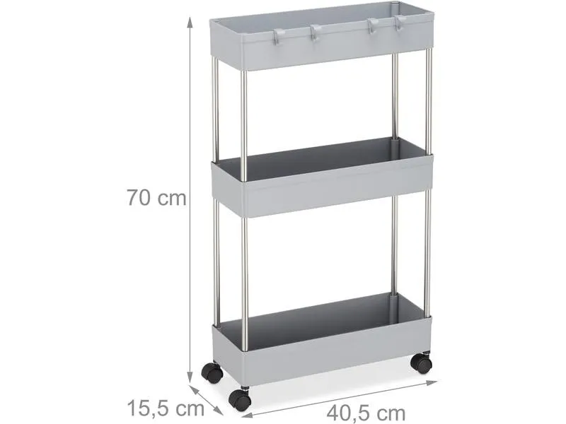 relaxdays Nischenwagen 15.5 x 70 x 40.5 cm, Grau relaxdays Nischenwagen 15.5 x 70 x 40.5 cm, Grau