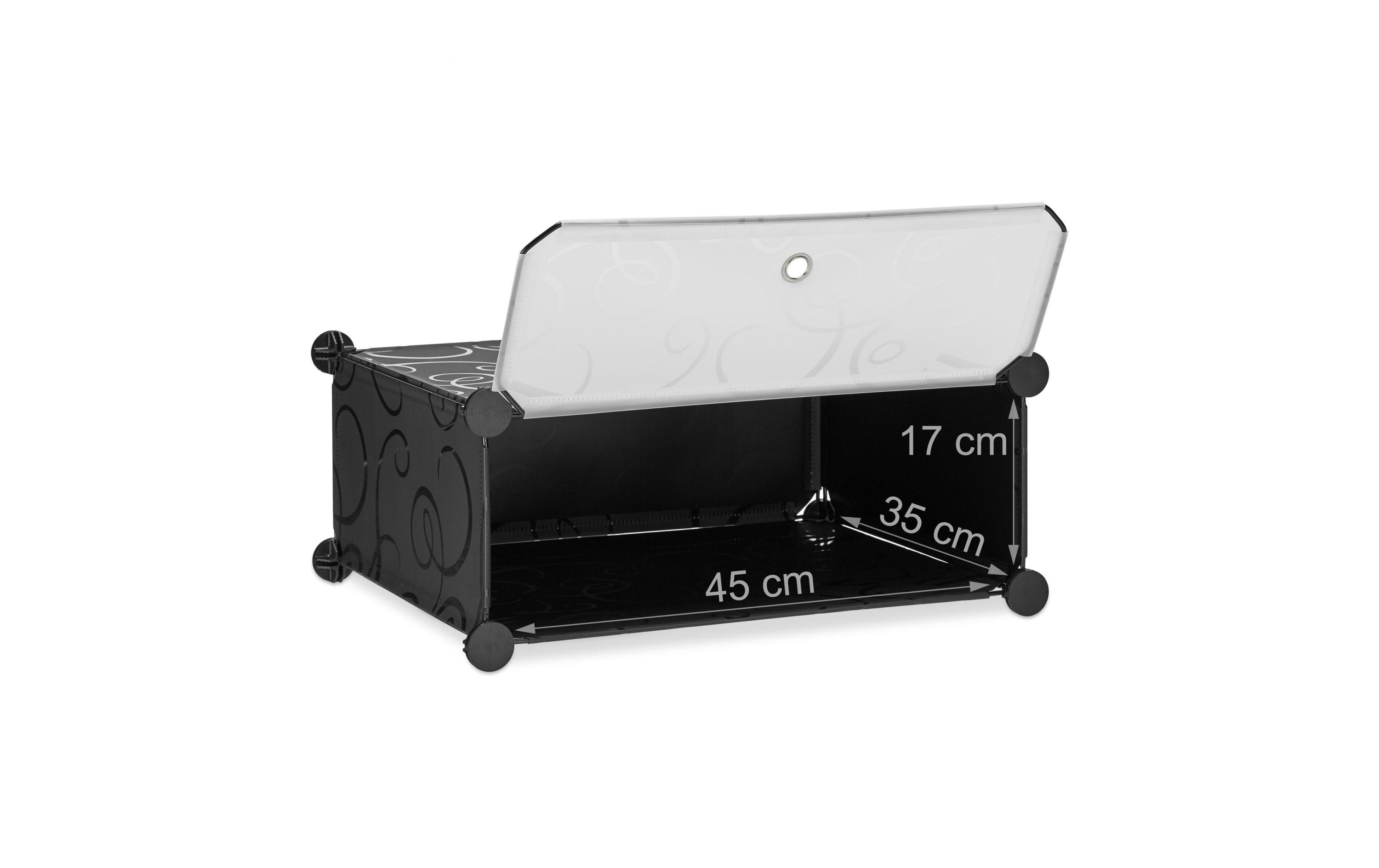 relaxdays Schuhschrank mit 10 Ebenen 176 x 49 cm, Schwarz/Transparent