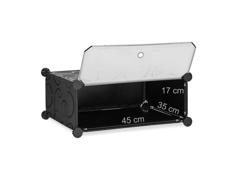 relaxdays Schuhschrank mit 10 Ebenen 176 x 49 cm, Schwarz/Transparent relaxdays Schuhschrank mit 10 Ebenen 176 x 49 cm, Schwarz/Transparent